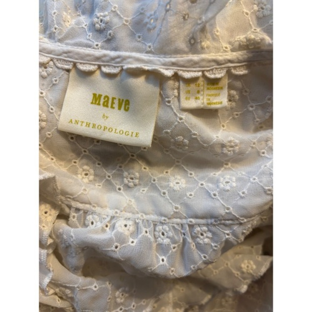 Maeve by Anthropologie Ivory Cream Wrap-Front Ruffle Blouse Size 8 boho feminine - Picture 5 of 7